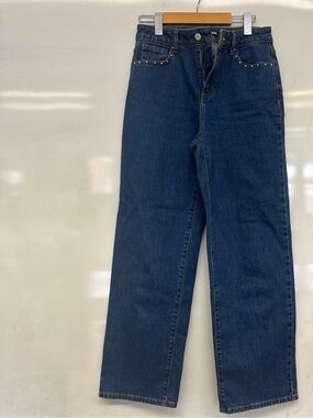 Joe Fresh High Rise Wide Leg Jeans Women’s Size 26 Medium Wash Studded Pocket